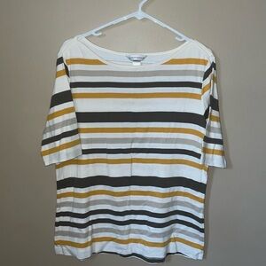 Christopher & Banks striped knit shirt top size L